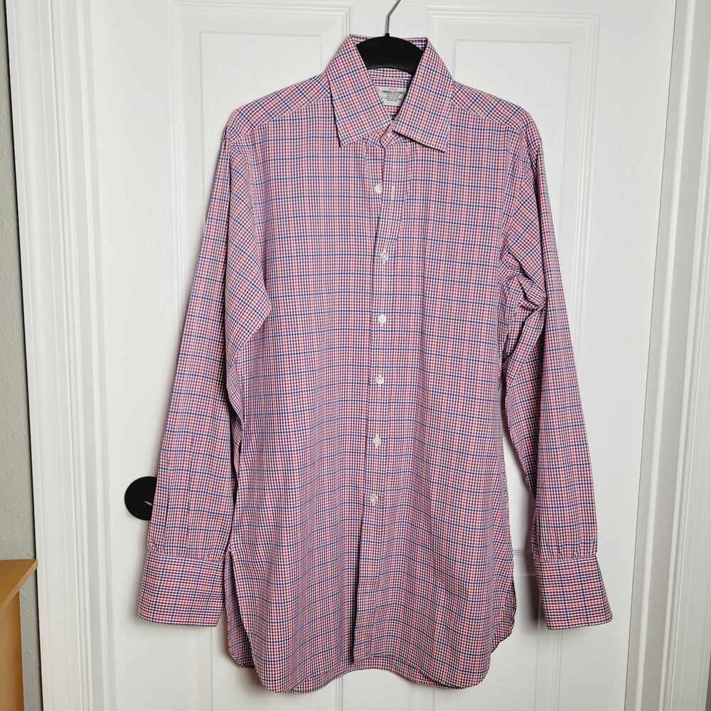 Turnbull & Asser Pink and Blue Micro-Check Cotton Dress Shirt